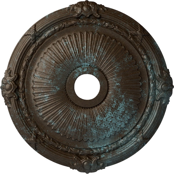 Ekena Millwork Heaton Ceiling Medallion (Canopies up to 6 1/2"), 27 1/2"OD x 3 7/8"ID x 2 1/4"P, Bronze Blue Patina CM27HEBBS - main